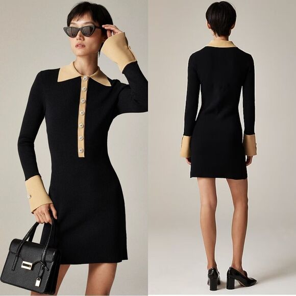 NWT J CREW Ribbed polo sweater-dress with jewel buttons - Picture 1 of 7